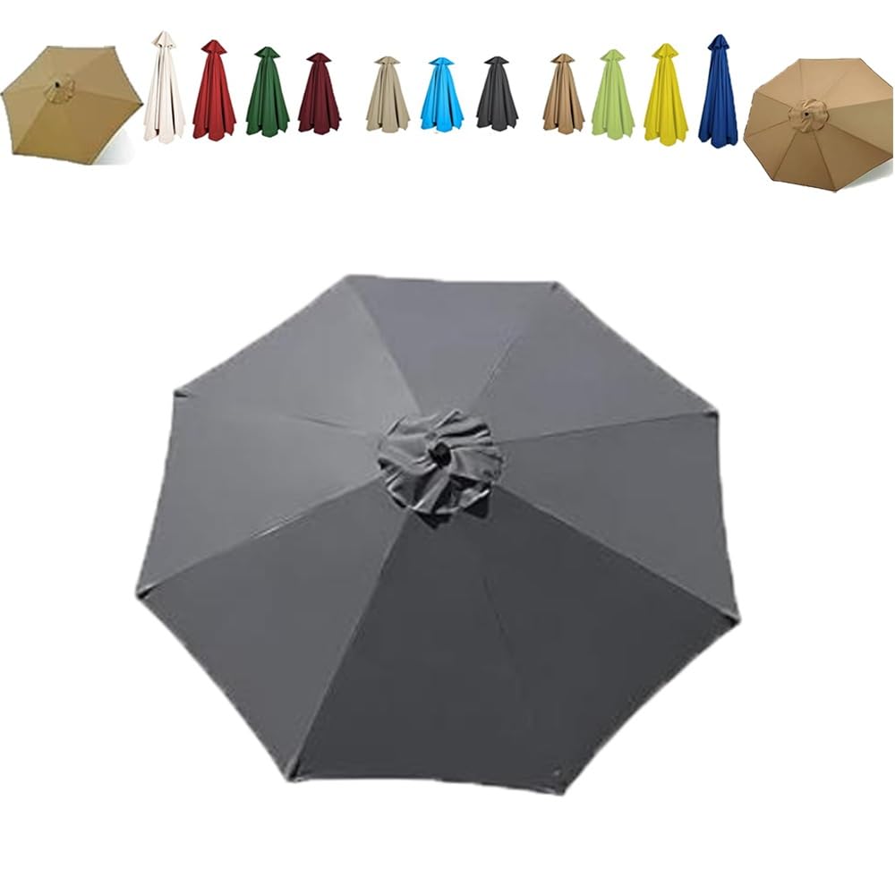 Copertura di Ricambio per Ombrellone da Patio 230/300/350/400cm Tettoia di Ricambio per Ombrellone 6 Stecche 8 Stecche Tessuto di Poliestere(Gray,3.5m/11.5ft-8 Ribs)