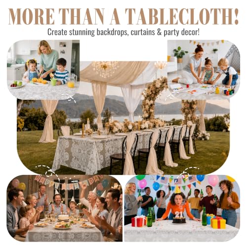 Image of Plastic Table Cloth Disposable, 54In X 300Ft Lace Table Cover Roll