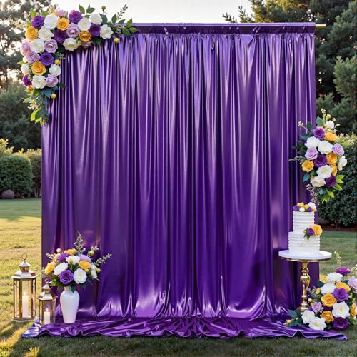 10x10FT Purple Sequin Backdrop Curtain for Party - 2 Panels 5x10FT Wrinkle-Free Shimmer Drapes for Birthday Wedding Christmas Decorations & Photography
