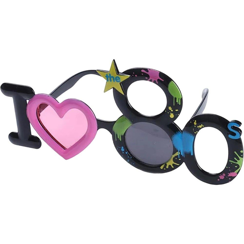 Okulary imprezowe z lat 80., śmieszne okulary na Halloween, kocham okulary imprezowe z lat 80., prezenty imprezowe dla dorosłych, okulary retro, akcesoria fotograficzne, akcesoria do zdjęć
