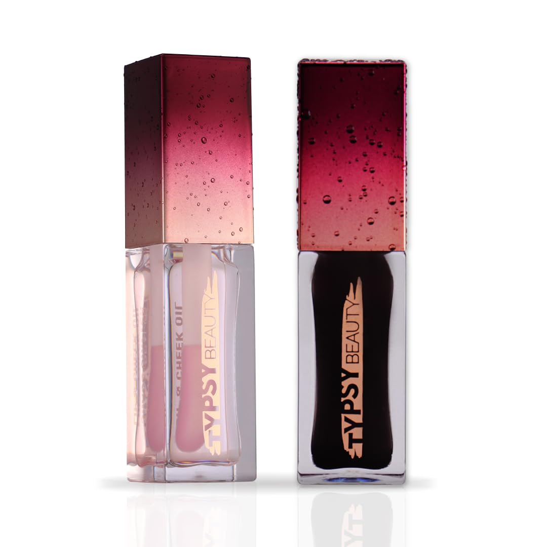 Typsy Beauty Lip & Cheek Oil Combo Ph-Activated|Midnight & Shade Shifter Hydrating Formula with Acai Berry & Hibiscus Oil, Long Lasting Glossy Lip Tint & Blush Glossy Formulated In Italy (6.4g)-image-6