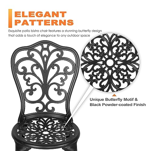 Nuu Garden SCD006-01 3 Piece Outdoor Bistro Table Set, All Weather Cast Aluminum Patio Bistro Sets Patio Table And Chairs Set Of 2 thumb #4