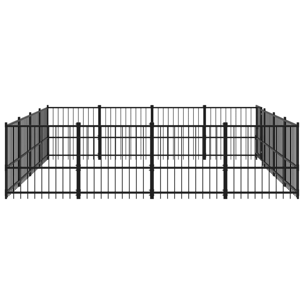 Perrera para perros al aire libre de acero con recubrimiento en polvo de 15,05 m² con puerta giratoria, protección y seguridad para cachorros y mascotas en el jardín o en casa