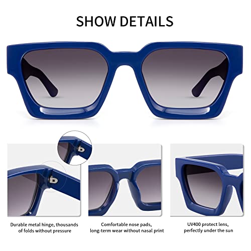Trendy Thick Square Frame Sunglasses for Women Men Retro Black Rectangle Chunky Shades 90s Sun Glasses 5