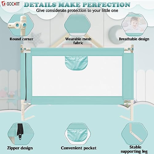 Image of GOCART WITH G LOGO Foldable Height Falling Protector Baby Safety Guard Rail (Blue, 5 FEET (Pack of 1))