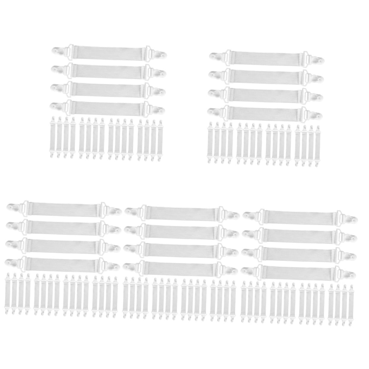 Cabilock 5 Sätze Bettlaken-Clip Spannbettlaken Halter Spannbetttuch Halter Spannbettlakenhalter Verstauen Einstellbar Bettlakenklammern/-Riemen Bett-hosenträger Plastik Weiß 20 Stück * 5
