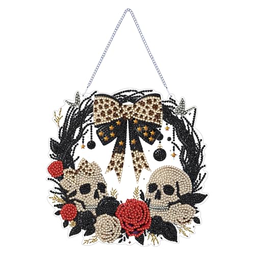 STGLCR Diamond Art Kit for Adults Special Shaped Crystal Skull Pendant Halloween Diamond Painting Suncatcher DIY Rose Ornament Hanging Art Acrylic Board Wreath DIY Home Decor 7.7 Inch