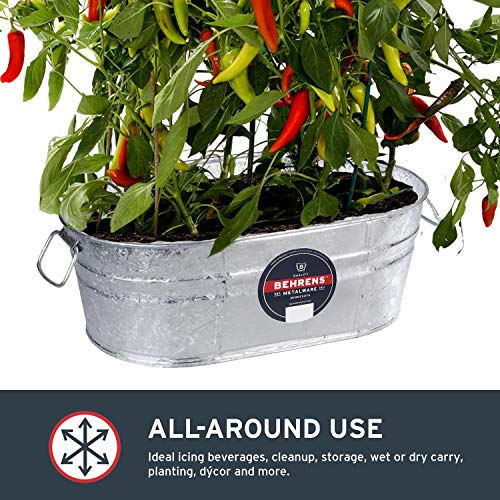 Behrens 0-Ov Hot Dipped Galvanized Steel Oval Plantertub, 5-1/2-Gallon, Silver #TOP4