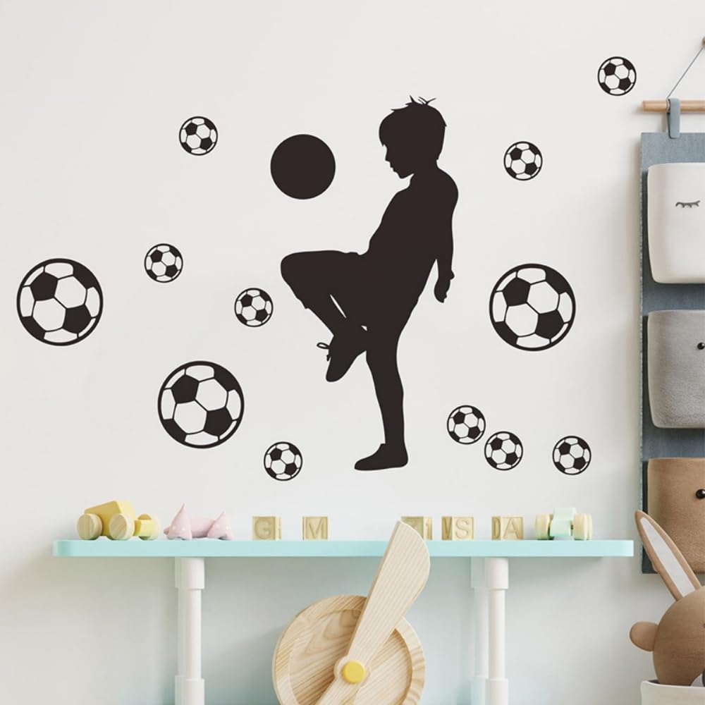 Football Stickers Football Wall Decal for Home Decoration, Black, 30cm*60cm