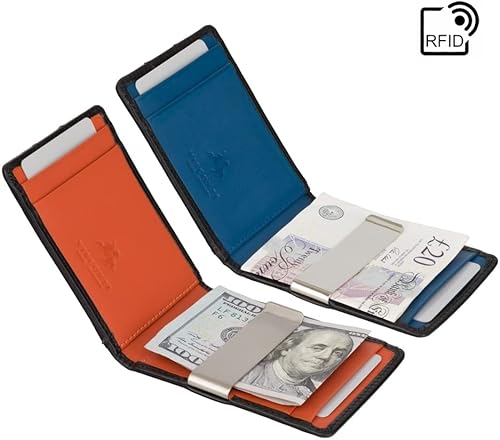 Miniatura 6 de VISCONTI Slim Collection VSL57 Cartera de piel cincel RFID bloqueado Tap and Go (negronaranja), Negro -, Moderno