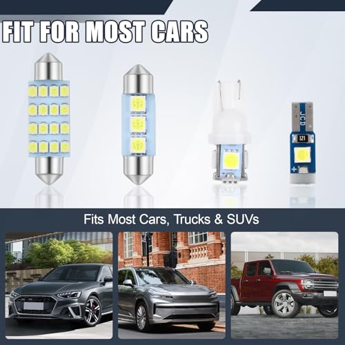 Kit 24 LED interior para auto, 42mm, 36mm, T10 194 168 W5W T5 74 blanco 6000K miniatura 3