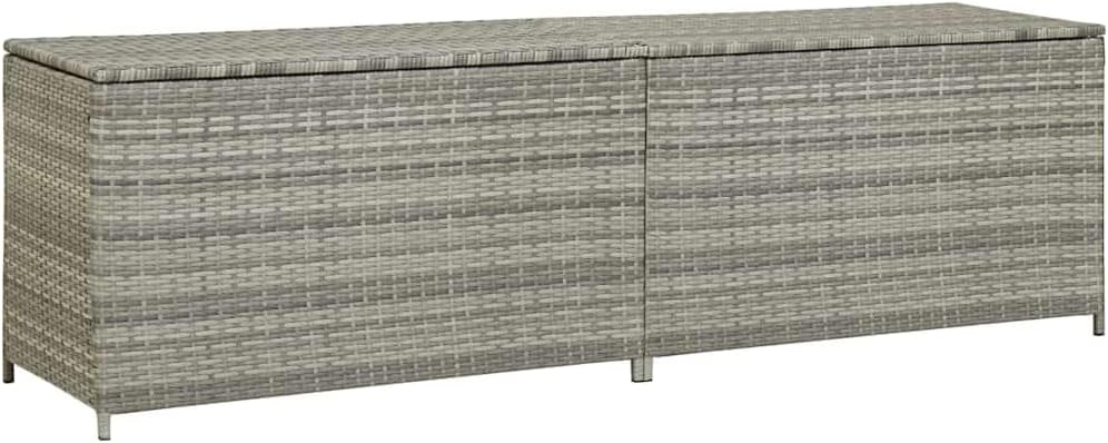vidaXL Storage Chest Grey Polyethylene Rattan 78.7 in x 19.7 in x 23.6 in