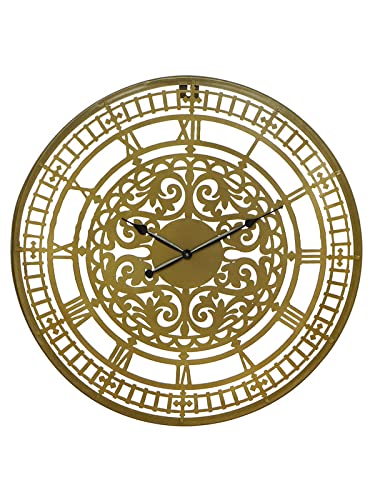 Image of CHRONIKLE Unique Round Analog Metal Case Black Needle Roman Numbers Wall Clock for Living Room Home Decor Office Gifts (Size: 54 x 1 x 54 CM | Weight: 1380 Gram | Color: Copper)