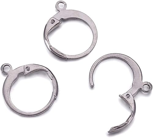 Pandahall - 100 piezas de aretes de aro de acero inoxidable redondos, componentes traseros para fabricación de joyas, 0.5 x 0.79 x 0.79 pulgadas,