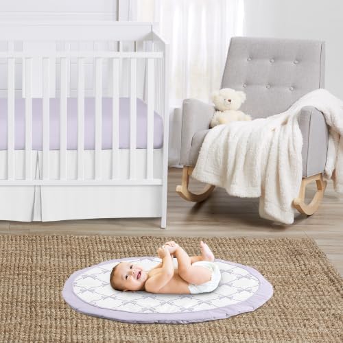 Image of Sweet Jojo Designs Baby Play Mat (Purple Bows) for Girls, Infant, Toddler Padded Floor Mat, Tummy Time Activity, Newborn Essentials Round Playmat for Babies (Lavender Bow Vintage Coquette Aesthetic)