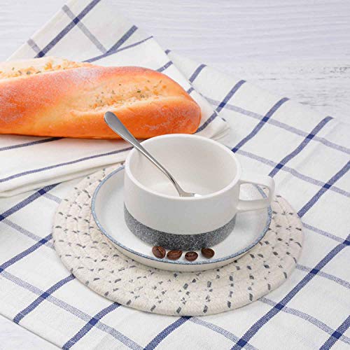 Lifaith Potholders Set Trivets Set 100% Pure Cotton Thread Weave Hot Pot Holders Set (Set Of 3) Hot Pads, Hot Mats, Stylish Coasters, Spoon Rest For Bakingand Cooking, Diameter 7 Inches (Grey Set) #TOP5