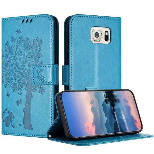 JayModCase Custodia per Samsung Galaxy S6 Edge Plus / S6 Edge+, Flip Portafoglio Pelle Cover con [Slot Schede] [Magnetico] [Cavalletto] Antiurto Compatibile con Samsung S6 Edge Plus - Blu