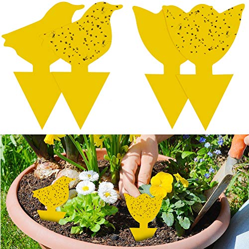 48Pcs plug-in piège à mouches plaques jaunes autocollant jaune plante de protection contre les pucerons, les mouches des feuilles et la vermine, idéal pour les plantes sur le balcon ou dans le jardin Cover