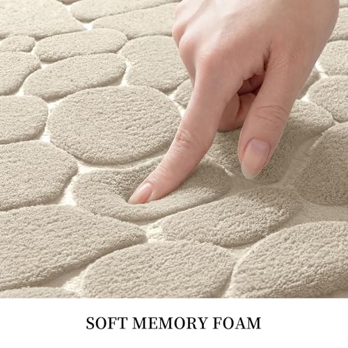 Image of Memory Foam Bath Mat Cobblestone Bathroom Rugs Bath Mats for Bathroom Machine Washable Bath Rugs