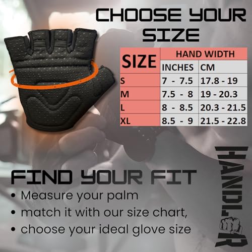 Image of Harcos Handler Lycra Weight Lifting Gym Gloves - Dotted Anti-Slip Cushion Grip Palm | Fingerless Gym Gloves for Men Workout Glove for Men & Women Crossfit, Bodybuilding, Pull-Up (Black, Large)