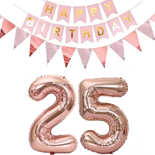 Palloncini 25 Anni Compleanno donna Oro Rosa