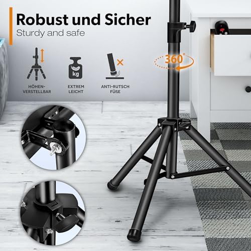 Bild 2 - TRESKO Infrarot Heizstrahler 2500W mit Fernbedienung | Wärmestrahler elektrisch mit 3 Heizstufen | Terrassenstrahler Innen & Außen | Infrarotstrahler höhenverstellbar