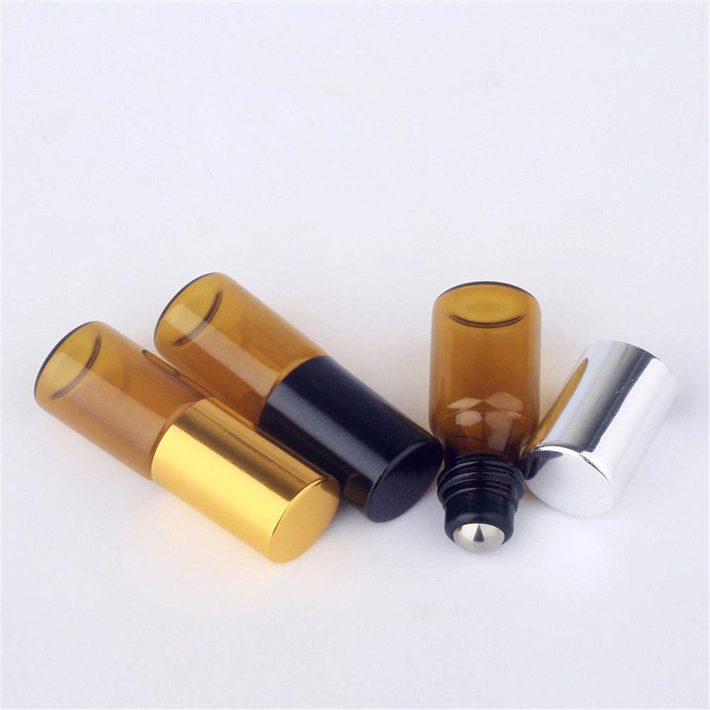 Roll On Vuoto per Oli Essenziali Porta Profumo da Viaggio Bottiglie Roller per Oli Essenziali Fragranza di Bottiglie di Vetro Gold