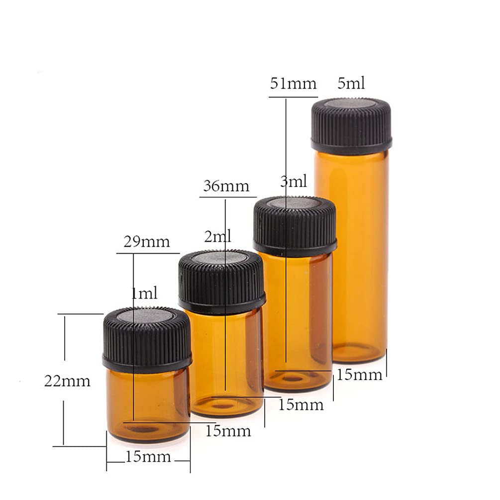 100 Pièces Mini 5ml Bouteilles en Verre D'huile Essentielle avec Orifice Réducteur, Flacons en Verre Vides apour Huiles Essentielles Aromathérapie