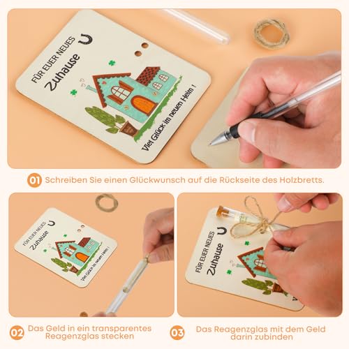 Einweihungsgeschenk Haus, Seutgjie Einzugsgeschenke Wohnung für Freunde Familie Kollegen Arbeitskollegen Geldgeschenk Verpackung mit Reagenzglas für Geld