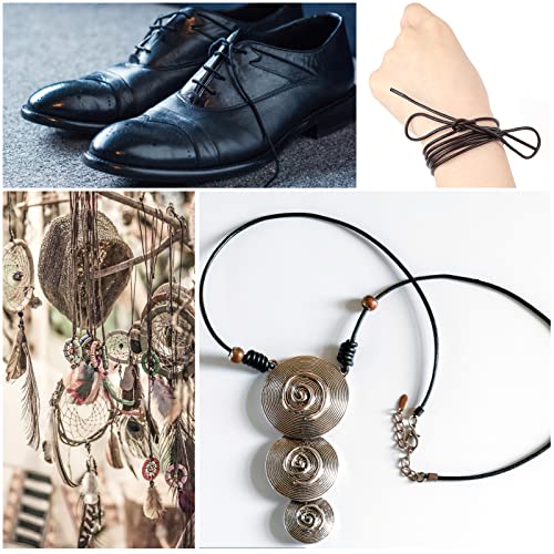 20M Lederband, Lederbänder für Ketten, Robust Lederband mit Verschluss, Armband Verschluss, Lederbänder Rund, Reißfeste Lederschnüre, Bänder Zum Basteln für Armbänder, Halskette, DIY