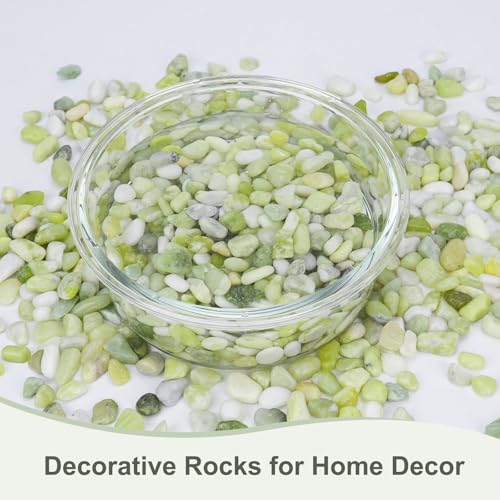 Image of Pulovin 5 lbs Jade Pebbles for Indoor Plants, Decorative Pebbles for Bamboo, Vase, 3 /8 inch Plant Gravel for Pots Indoor, Highly Polished Small River Rocks