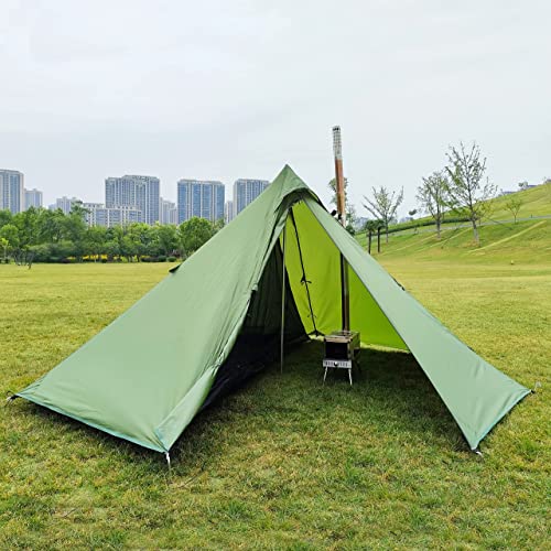 Image of LONGEEK 4-Season Tipi Hot Tent Stove Jack Ultralight Snow Skirt Easy Up | 4 Person Backpacking UPF50+ Winter Tents