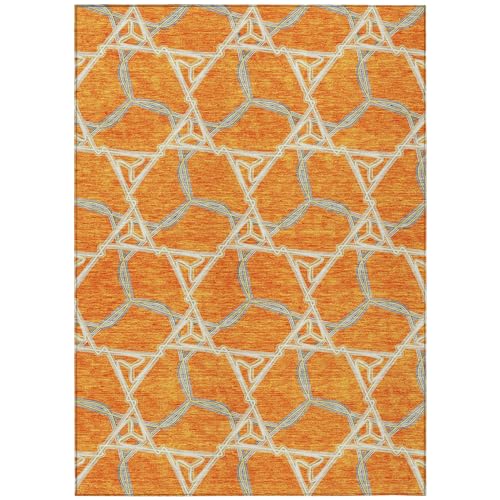 Addison Rugs Chantille ACN959 Orange 9' x 12' Indoor Outdoor Area Rug, Easy Clean, Machine Washable, Non Shedding, Bedroom, Entry, Living Room, Dining Room, Kitchen, Patio Rug