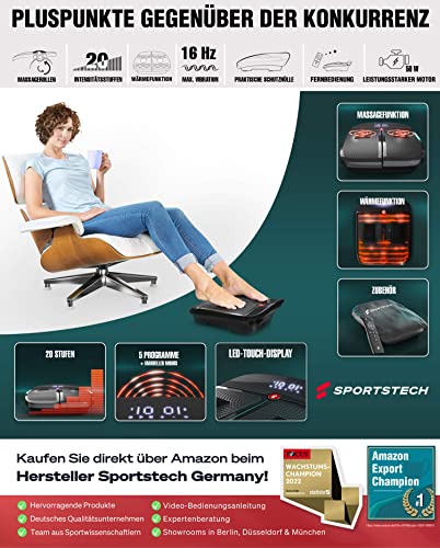 Sportstech 2in1-Vibrationsplatte 3D Massage & Fitness zuhause | Massagegerät mit Wärme (40 °C) gegen kalte Füße… – Bild 5
