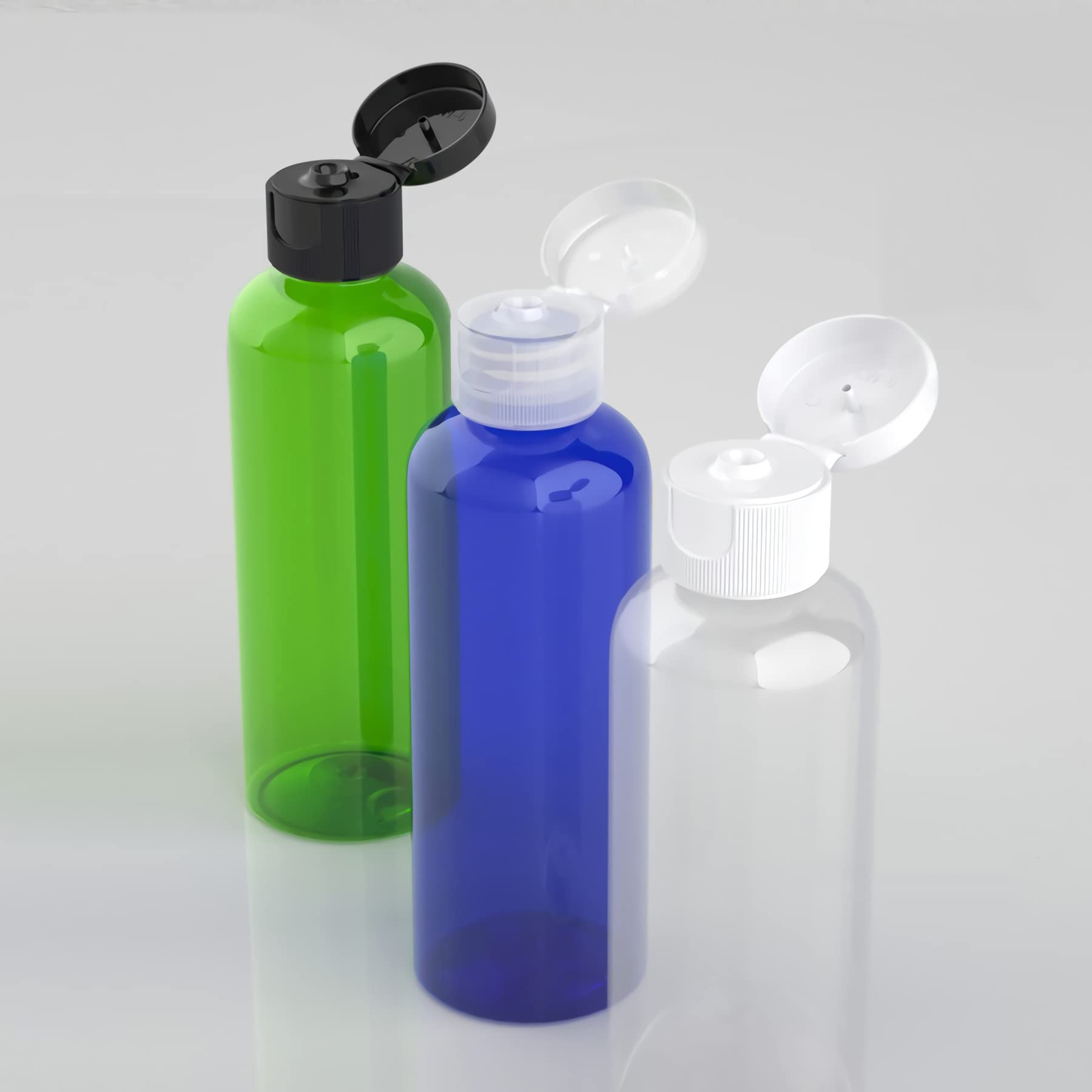 12 Pièces 100 ML Noir Bouteille en Plastique avec Bouchon à Charnière Noir, DIY Vider Bouteille Ronde en PET de Voyage pour Cosmétiques Liquides