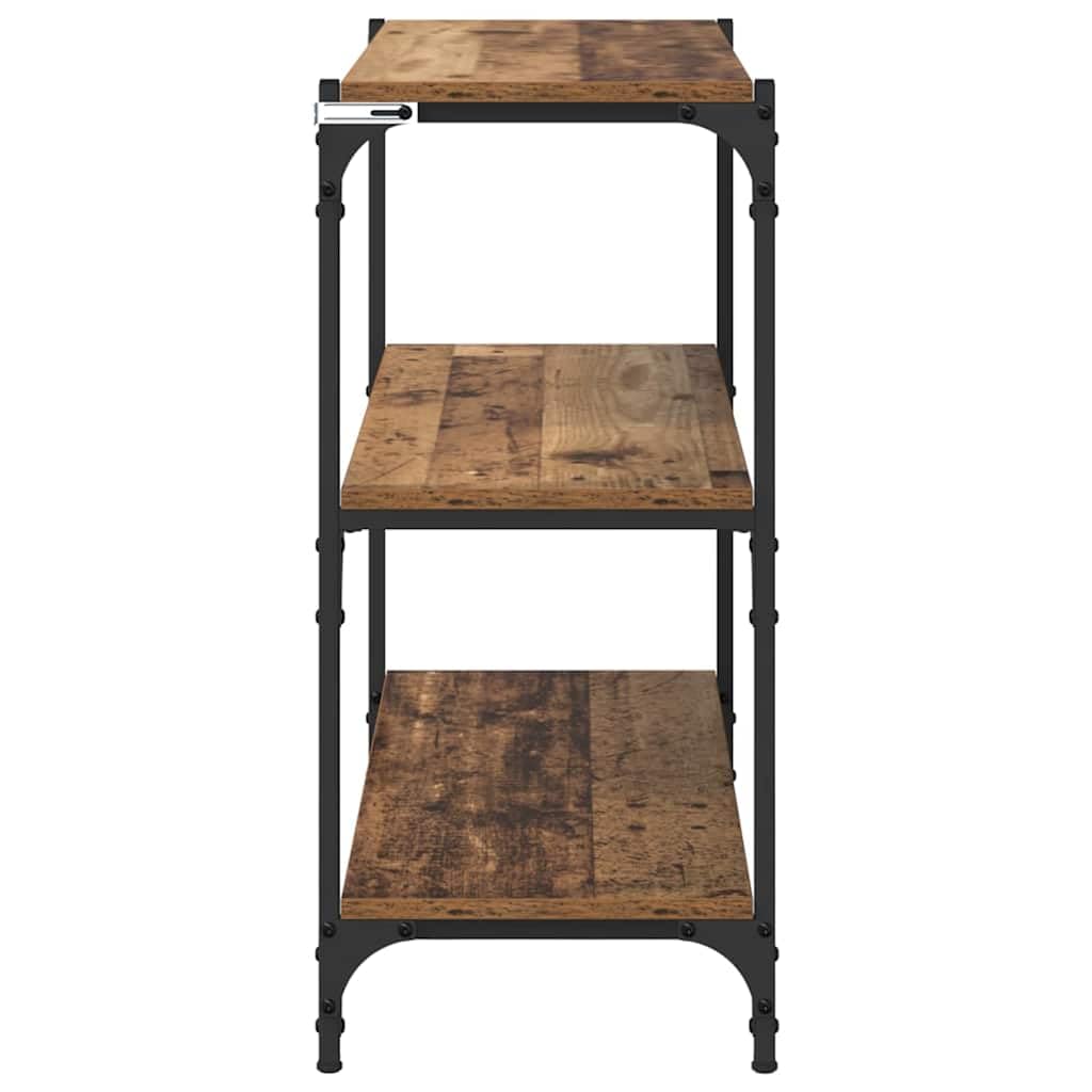 Regał na książki, o wyglądzie starego drewna, 80 x 33 x 70,5 cm, materiał drewniany, 3 półki, wzornictwo przemysłowe, regał stojący do salonu, biura, sypialni