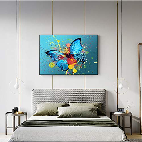 Image pour salon décor papillon abstrait pop art mur toile moderne 70x100 cm