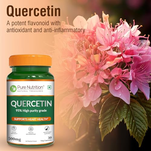 Image of Pure Nutrition Quercetin Supplement 500mg - 30 Capsules | High Purity 95% Extract | Helps Seasonal Allergy Relief, Supports Immunity, Reduces Inflammation, Promotes Heart Health