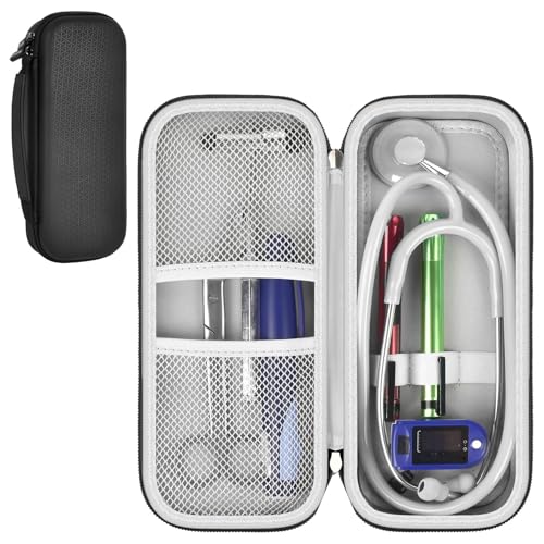 Image of Stethoscope Case for 3M Littmann Classic III /Cardiology IV, Matt-Black | for MDF Acoustica Stethoscopes, for Nurses, Doctors, Nursing School Essentials, Students, Clinic, EMS, Travel, Hard Bag Only