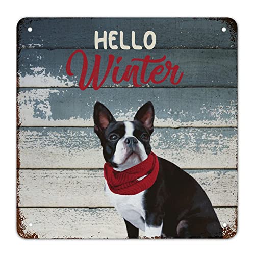 Décoration murale rustique de Noël bouledogue pour salon et cuisine