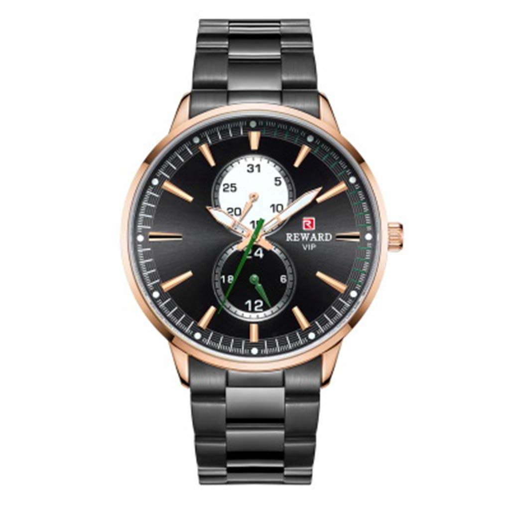 FEFCK Mens Watches Quartz Movement Skeleton, Stainless Steel Strap Butterfly Shape Buckle, Mineral Crystal Mirror Dust-proof And Scratch-resistant B