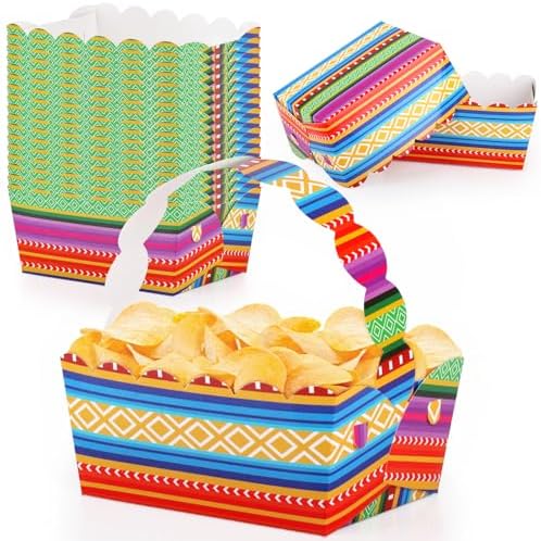 50PCS Mexican Food Tray Cinco de Mayo Disposable Popcorn Tortilla Tray Mexican Carnival Taco Mardi Gras Stall Picnic Holiday Party Supplies for Fiest Party Decorations