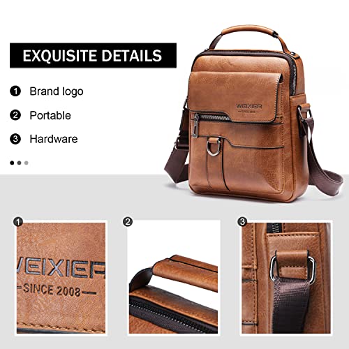 KUANG! Men's Shoulder Bag PU Leather Business Messenger Bag Briefcase Travel Crossbody Multi Pockets Handbag Purse4