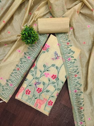 Image of DEVANGI Women's Jamdani Cotton Unstitched Suit & Dupatta Material