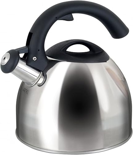 Miniatura 1 de Mr Coffee Steamline - Tetera de acero inoxidable con silbato de 2 cuartos de galón con mango negro