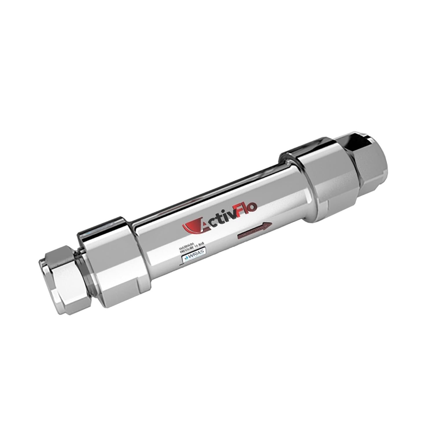 Unvented Components Europe Chrome Activflo Water Conditioner, 15Mm, 158Mm Length, Model Af015,