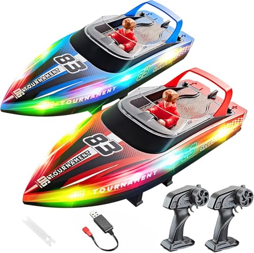 BEZGAR Remote Control Boat, 2 Packs 10 inch Fast Speed RC Boat 15 KPH for Pools & Salt Water, Summer...