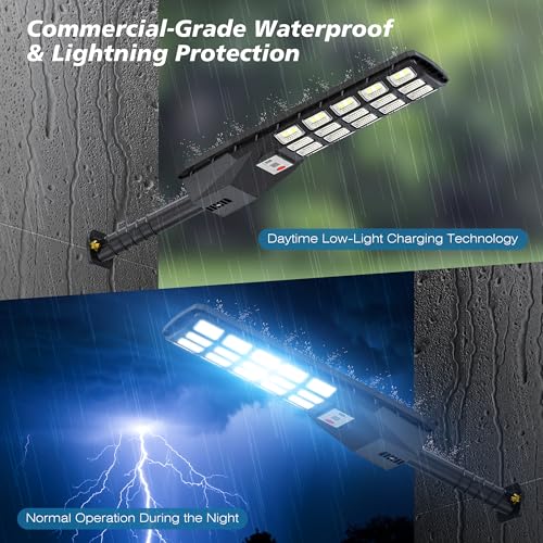 OKPRO Solar Lights Outdoor Waterproof - 320° Wide Angle Solar Street Lights Outdoor IP66 Waterproof, 6500K Dusk to Dawn Solar Flood Lights Motion Sensor with Remote Control for Yard 2-Pack