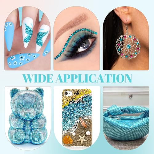 Image of 6100Pcs Resin Rhinestones for Crafting with 2Pcs 10ml B7000 Jewelry Glue, 1 Box Flatback Crystals Diamond (Teal Blue) for Bedazzling Crafts DIY Nail Art,Non Hotfix Gems for Clothing Shoes Tumblers