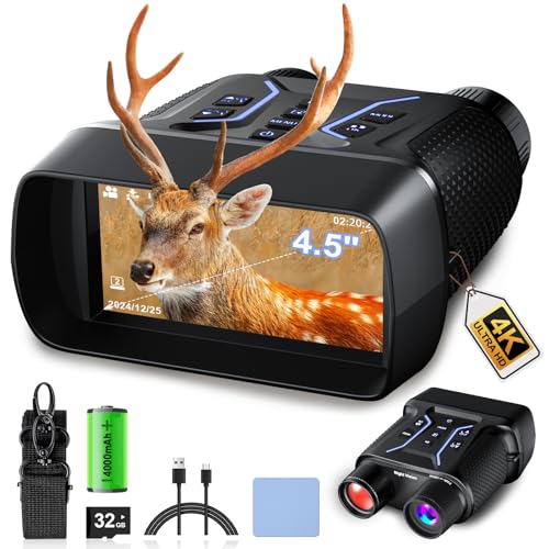 Night Vision Goggles, 4K Night Vision Binoculars 4.5' Screen, 4000mAh Rechargeable Thermal...